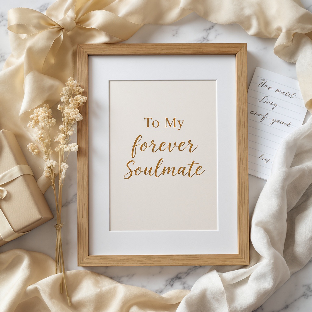 Personalized romantic gift on marble surface