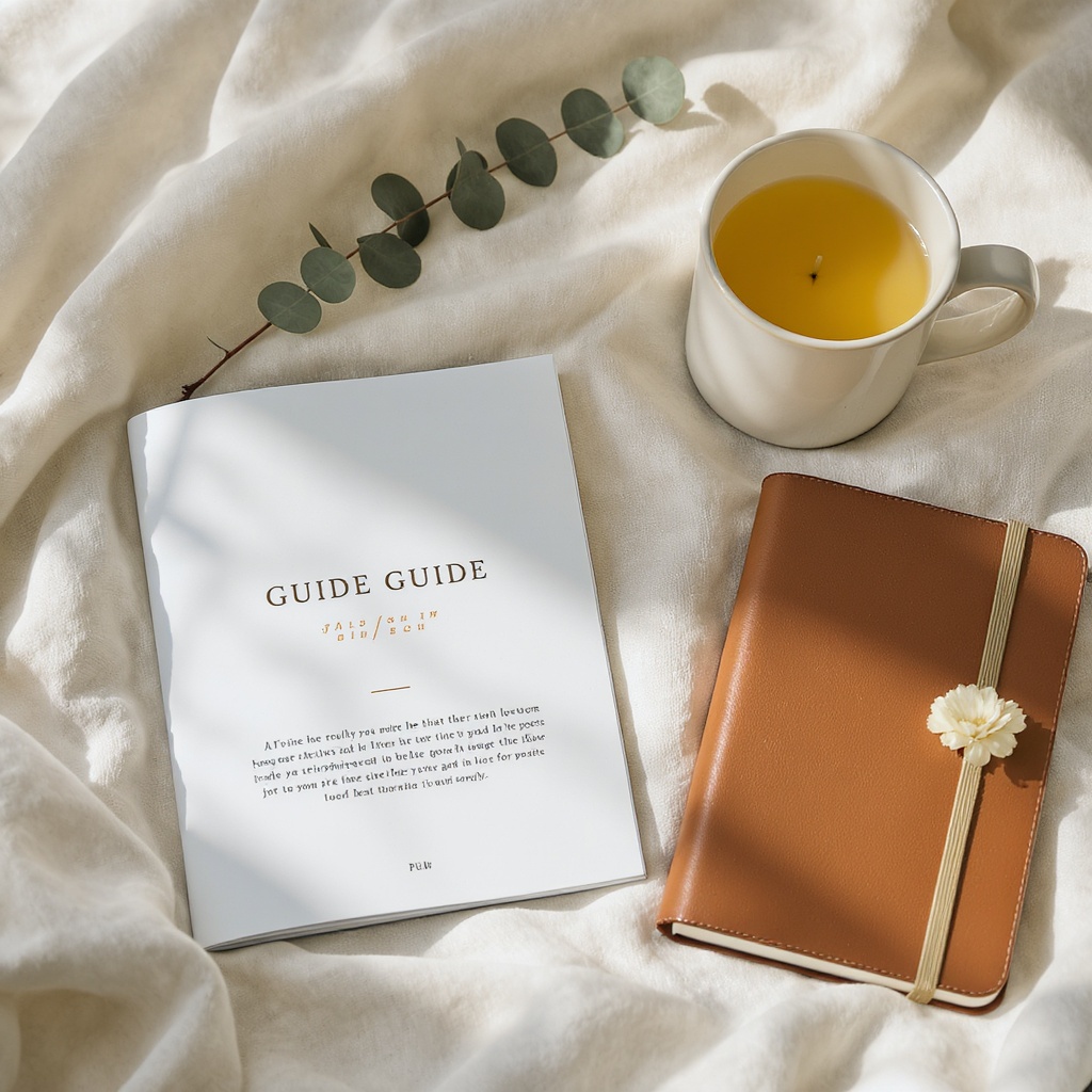 Sanctuary Reset Guide — flat-lay with candle, linen, journal and herbal tea
