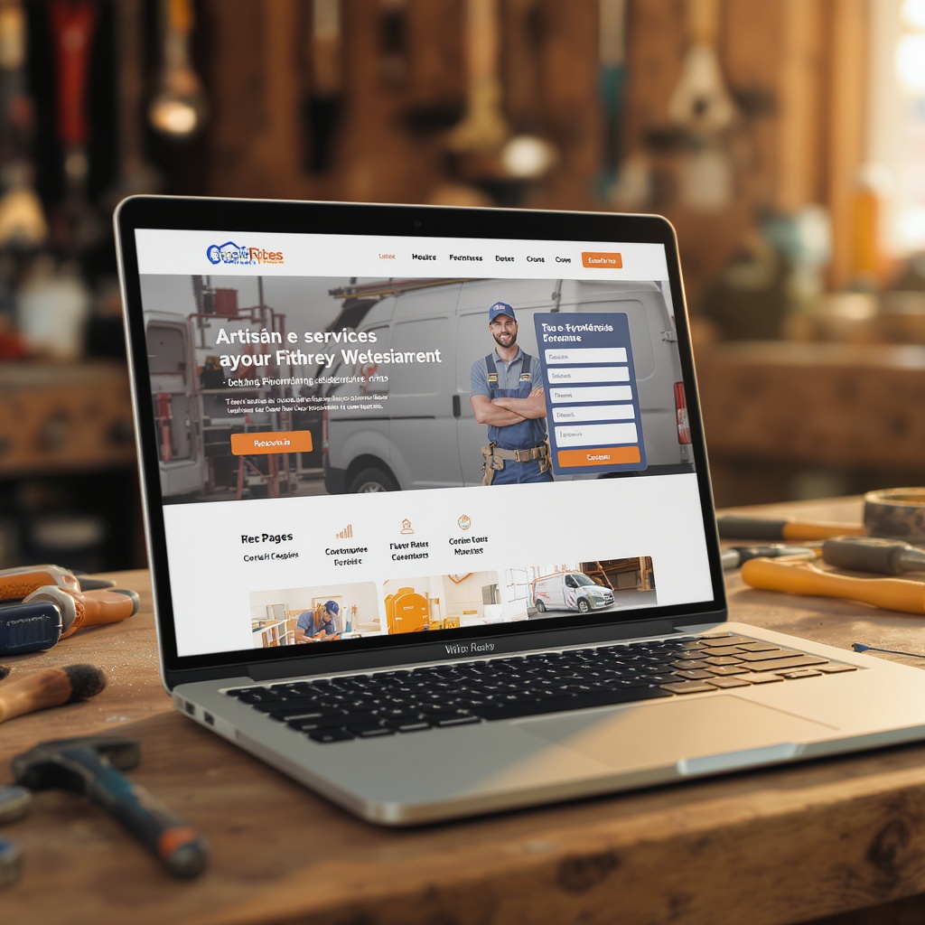 Site internet artisan sur laptop