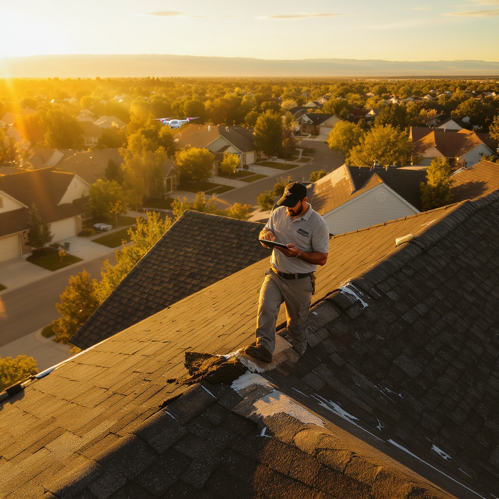 Roof inspector on a Colorado roof