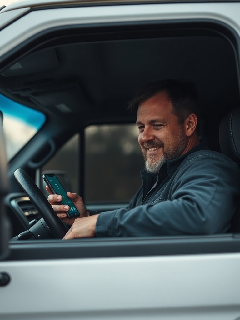 Hauler checking schedule on phone