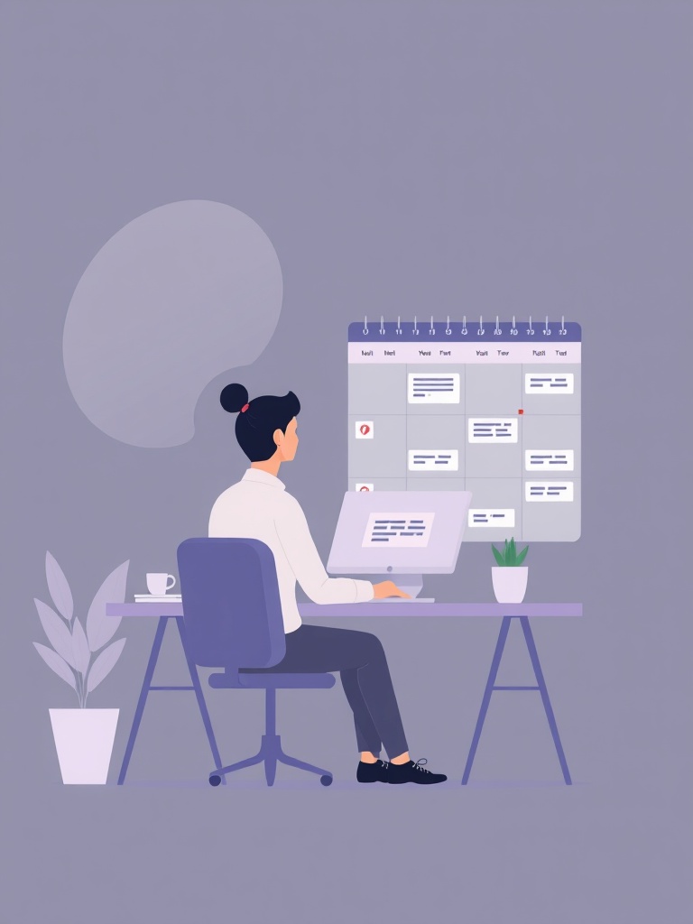 Person at desk with organized schedule