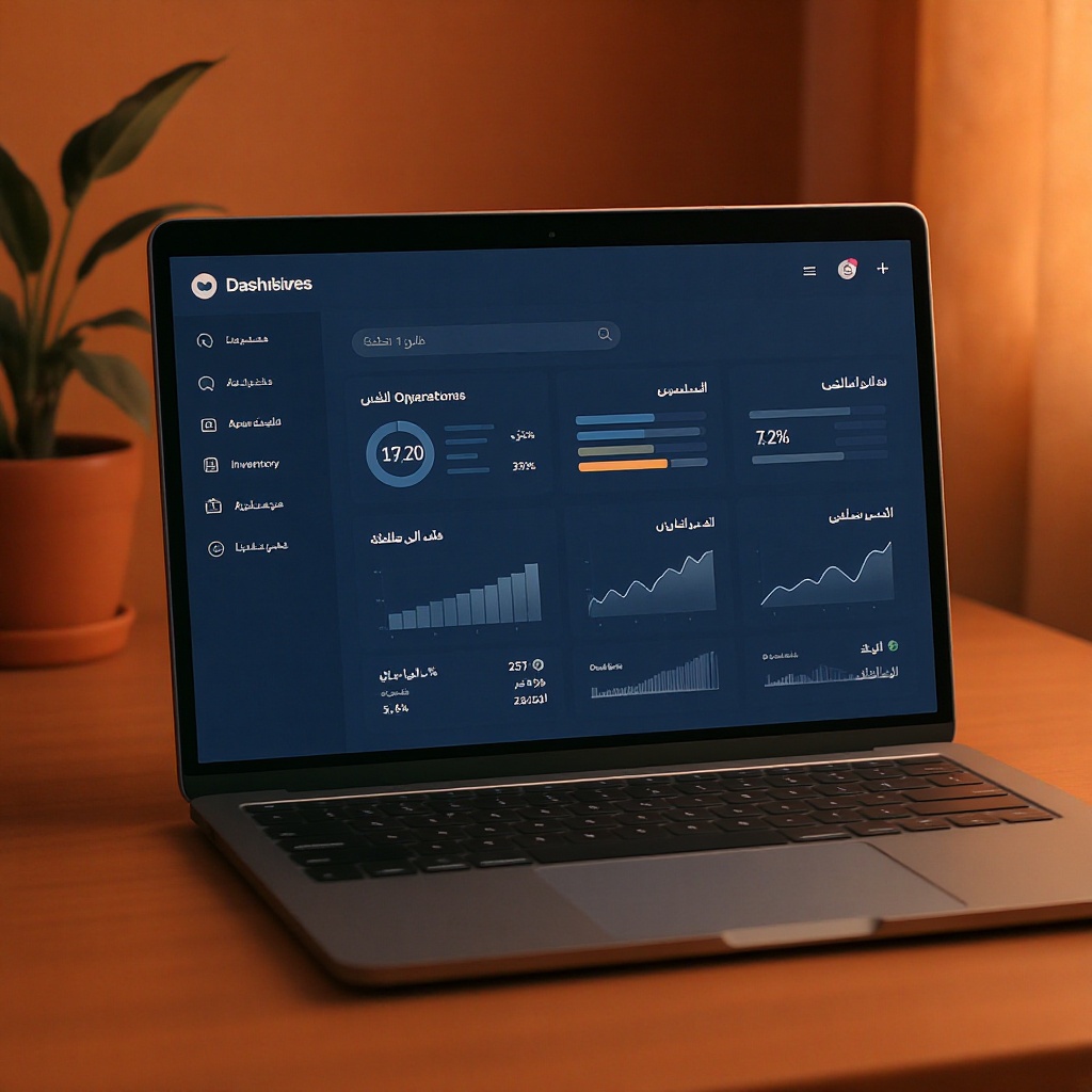 VendoraOS dashboard interface showing inventory management with Arabic labels
