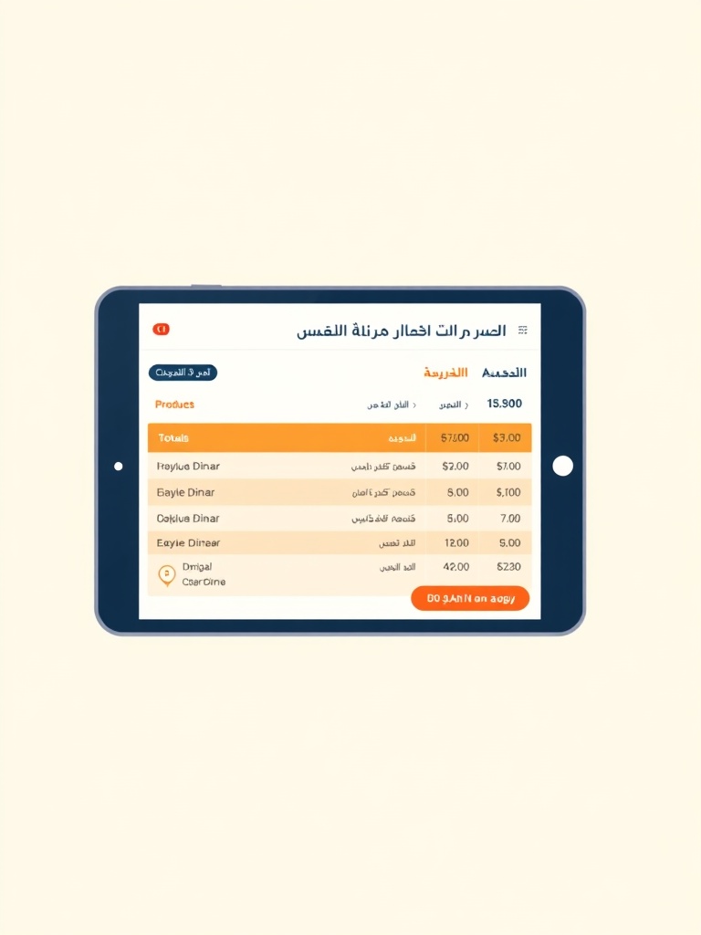 Arabic invoice app interface in Tunisian Dinar