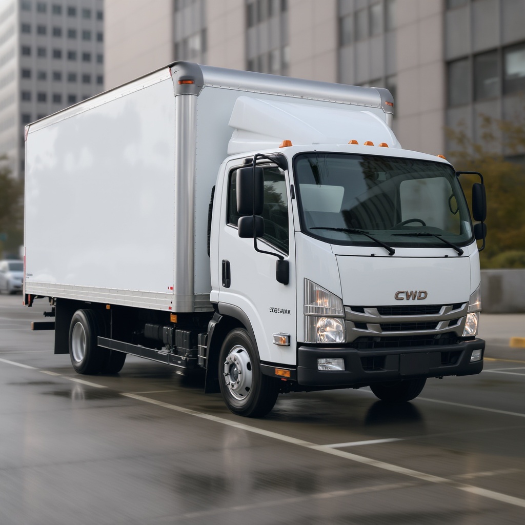 Clean commercial delivery truck on location