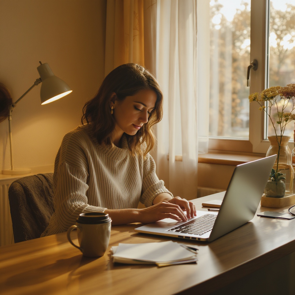 Freelance writer at work