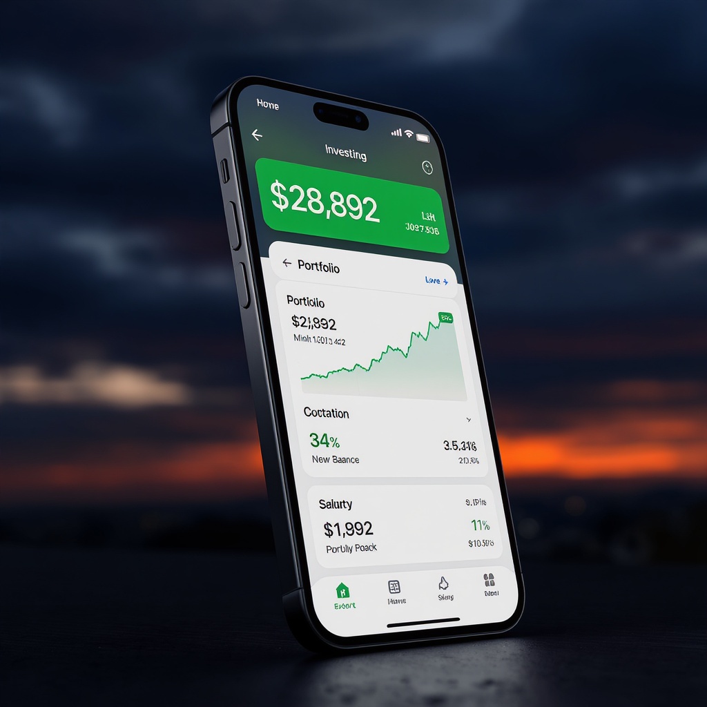 Harvest app dashboard showing portfolio growth