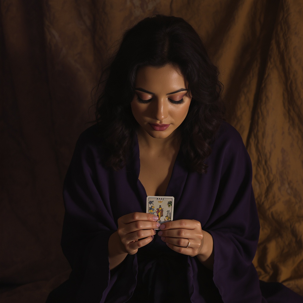 Tarot reading in golden light