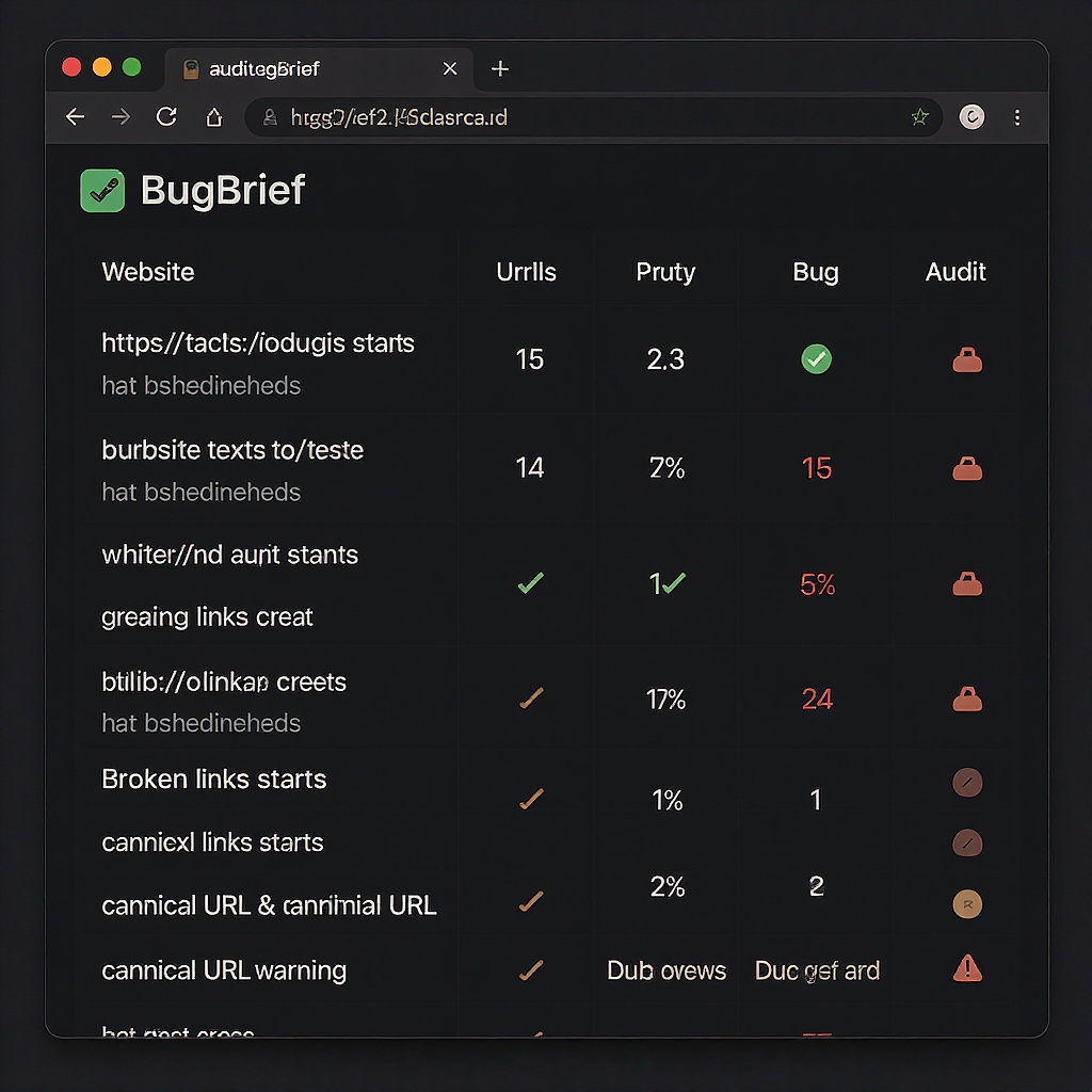 BugBrief audit dashboard