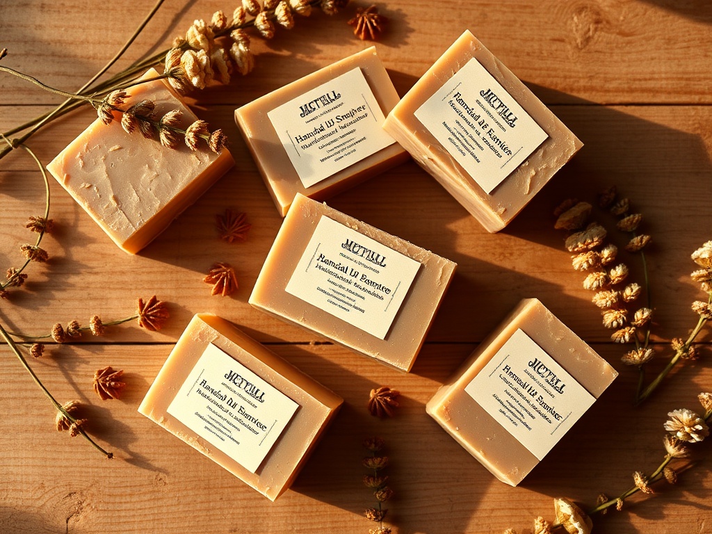 Natural soaps and lotions display