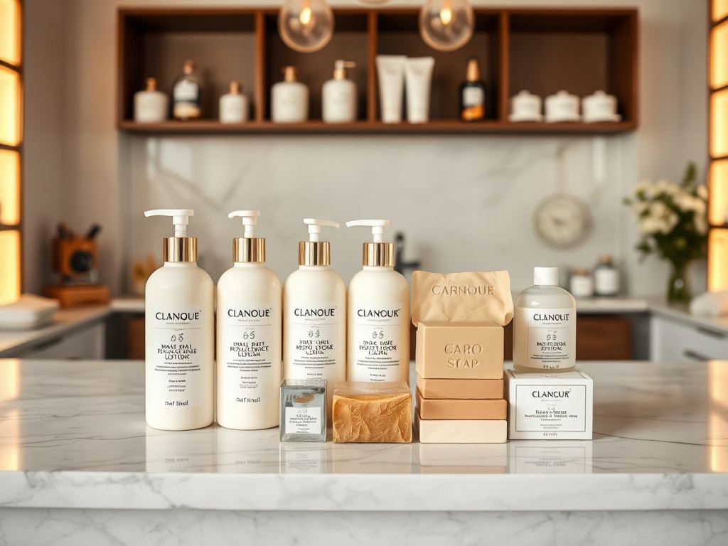 Natural skincare products in boutique setting