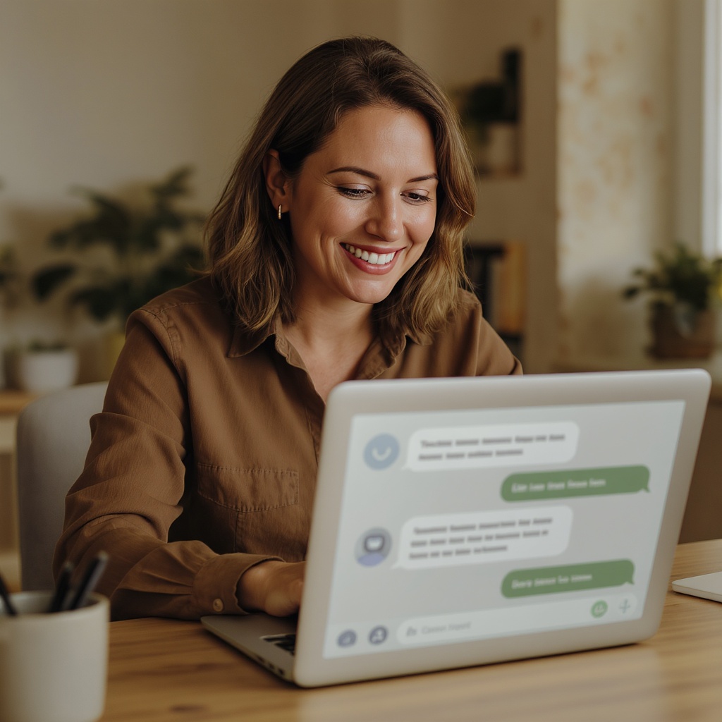 Small business owner working with AI chatbot