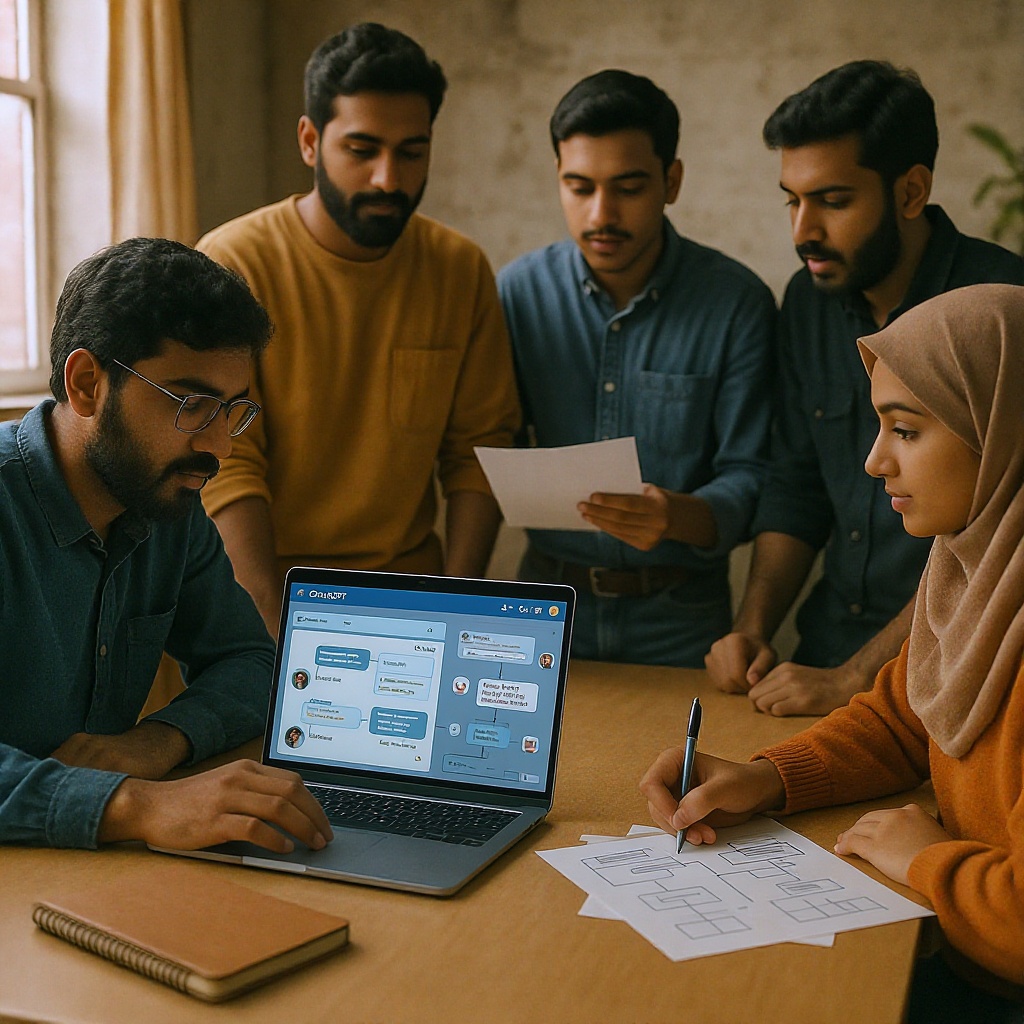 Students learning AI together