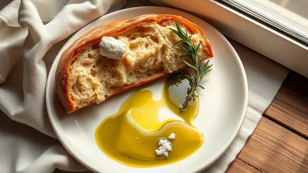 Olive oil drizzled over fresh bread