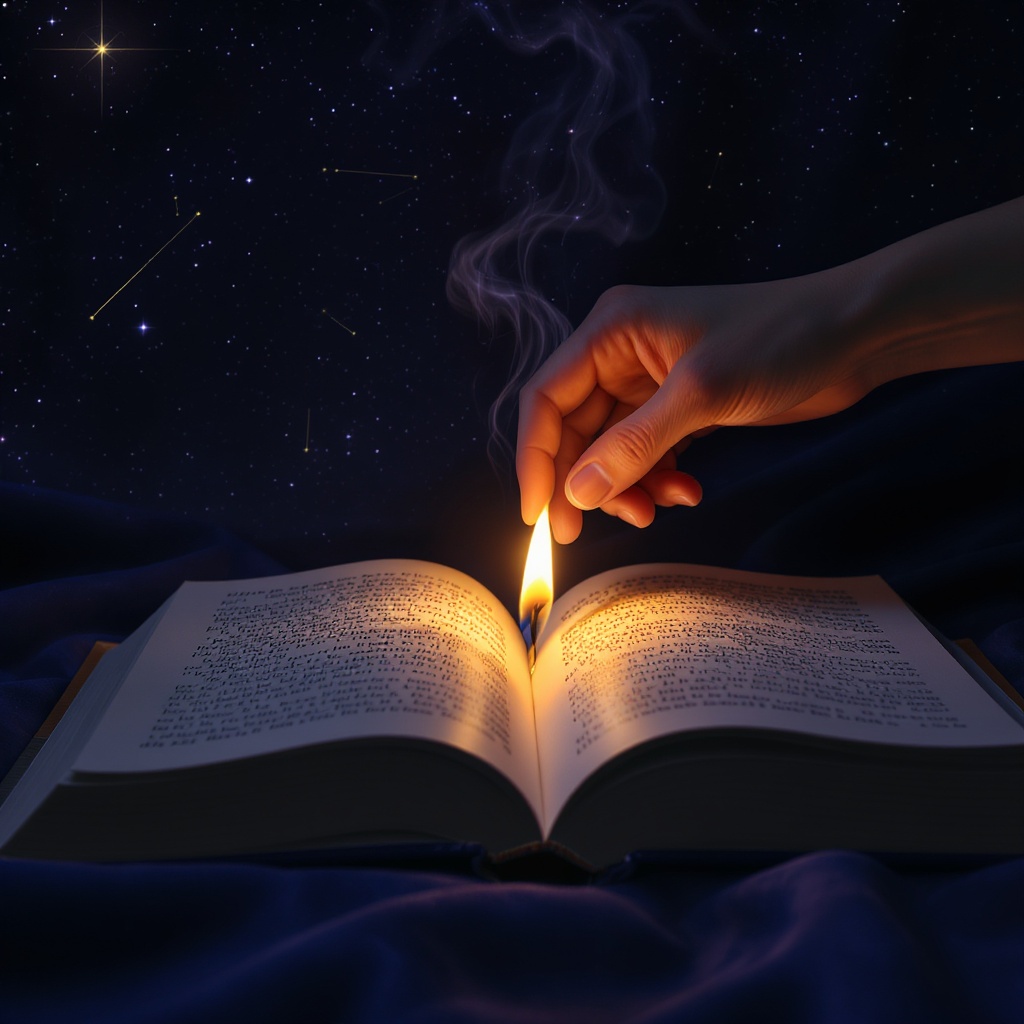 Celestial flame in an ancient book