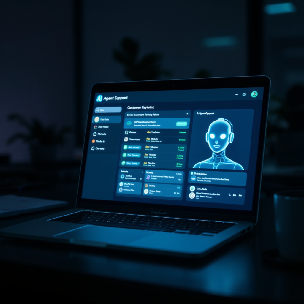 AI agent dashboard in a modern office