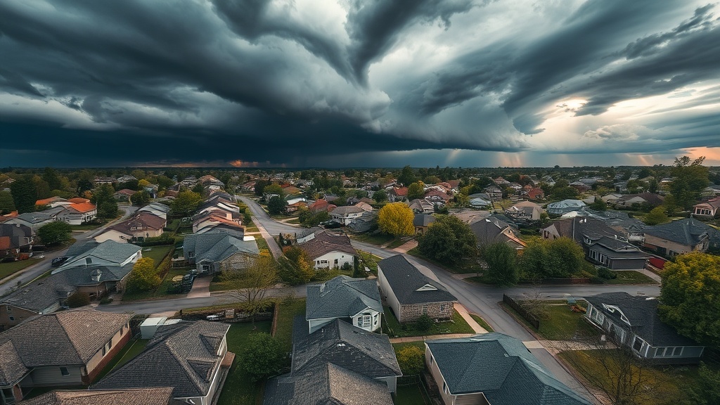 Storm damage aerial view