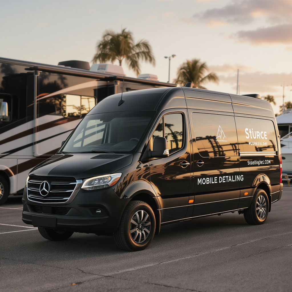 Mobile detailing van at Florida marina