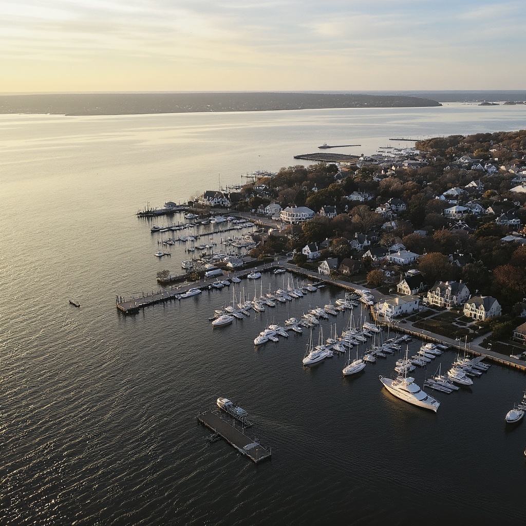 Aerial view of Black Rock harbor, Bridgeport CT