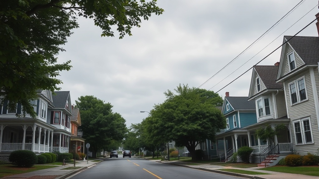 Residential street in coastal Connecticut neighborhood