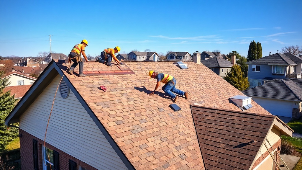 Roofing crew at work