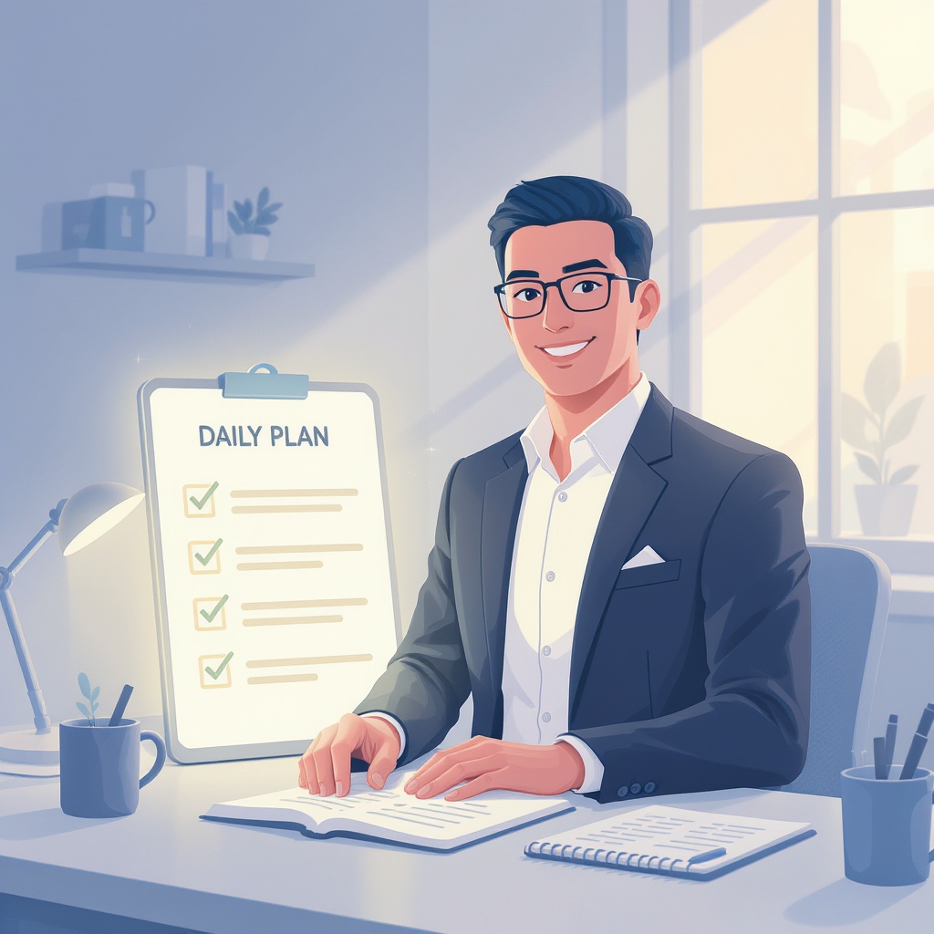 Real estate agent using RealStack daily planning tool