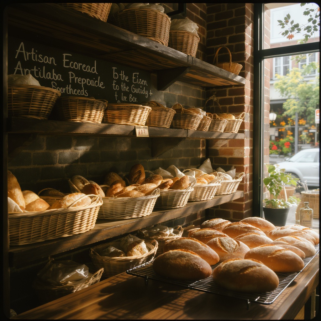 Golden Crust Bakery storefront with fresh bread display