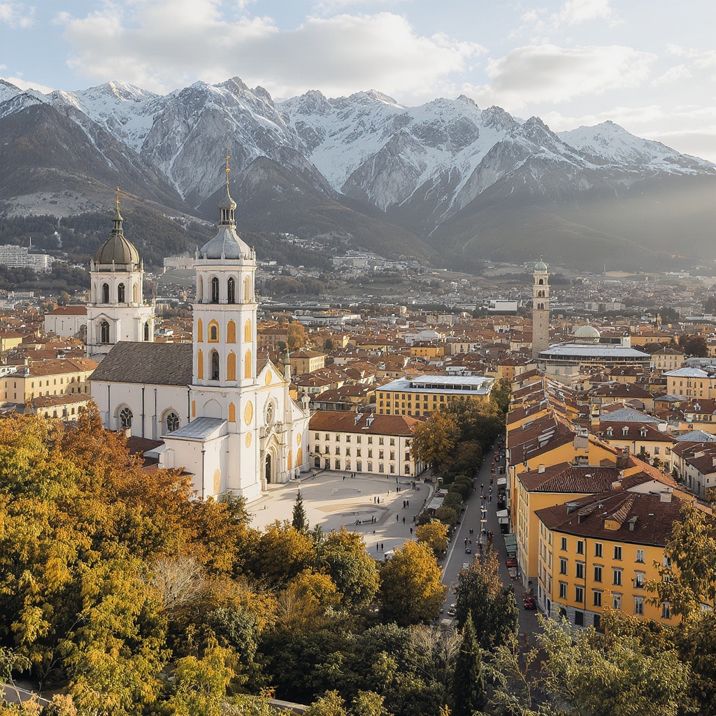 Panorama di Trento con le Dolomiti