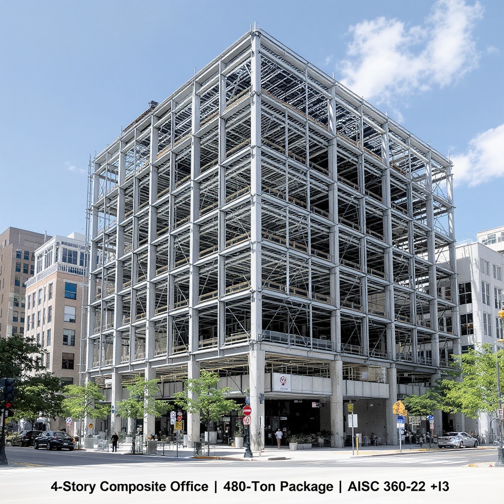 4-Story Composite Office, Chicago — 480-Ton Steel Package