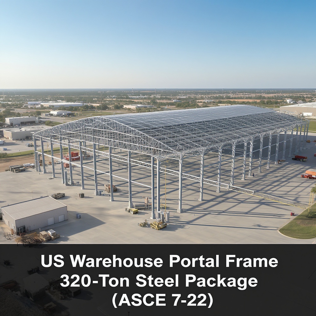 180′×60′ Warehouse, Dallas TX — 320-Ton Portal Frame Package