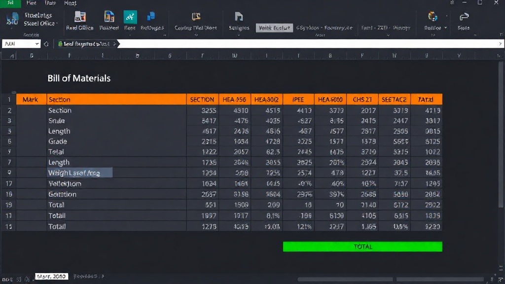 Excel BOM with grade breakdown