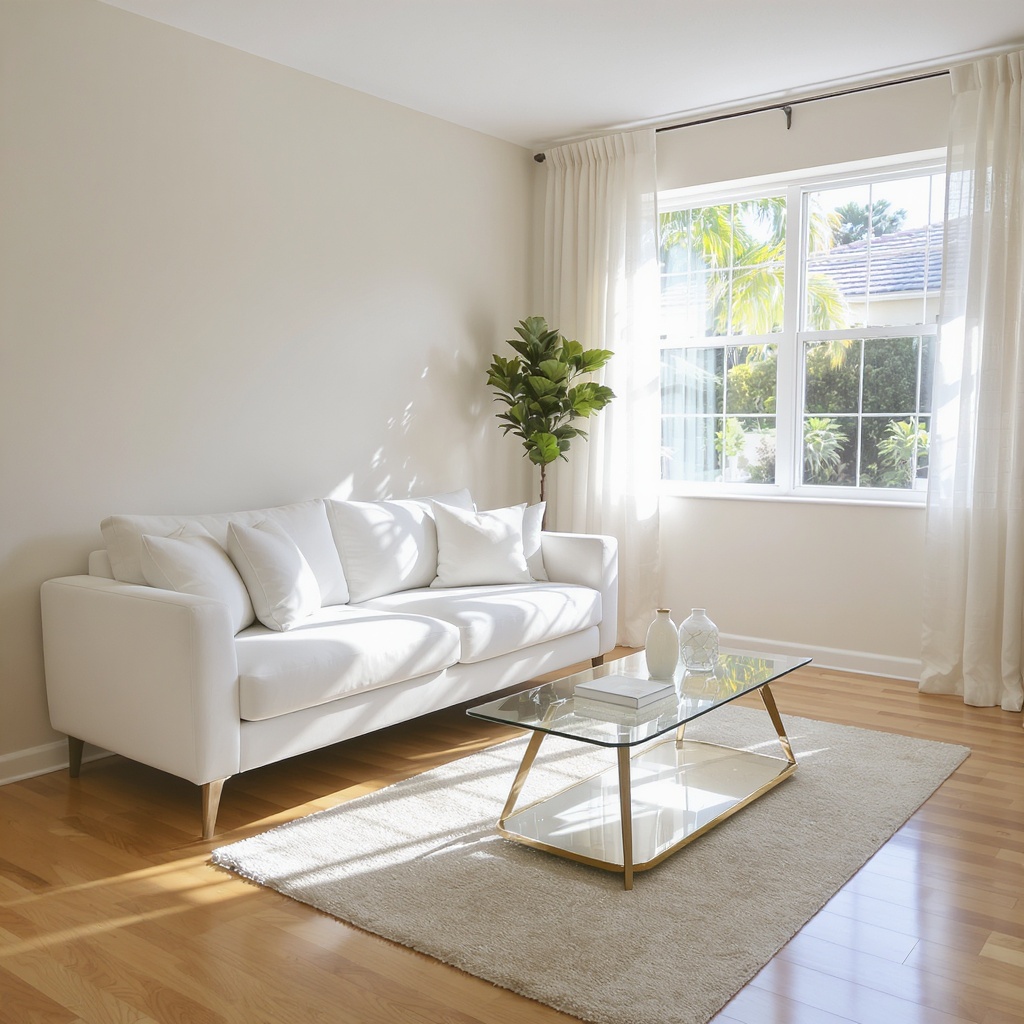 Bright, clean living room with natural light