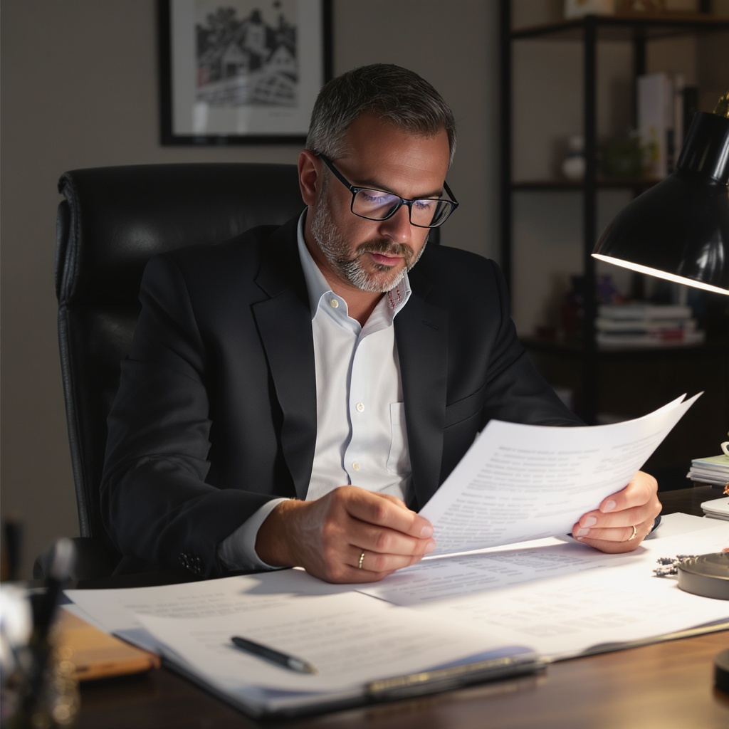 Investor reviewing documents