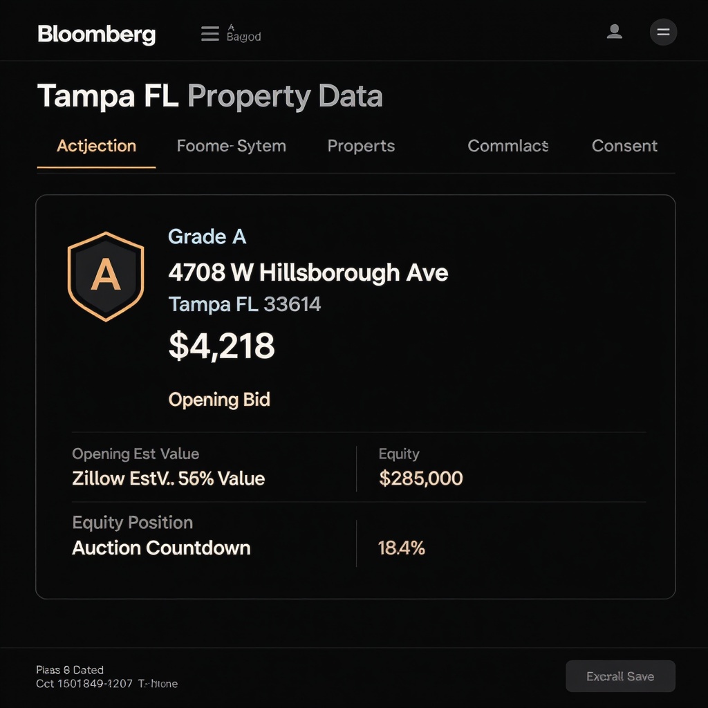 Bloomberg-style property analytics dashboard