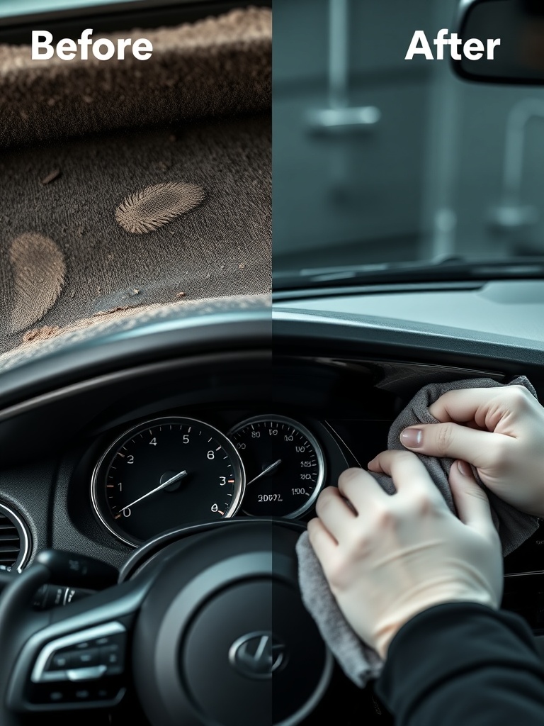 Dashboard interior before and after