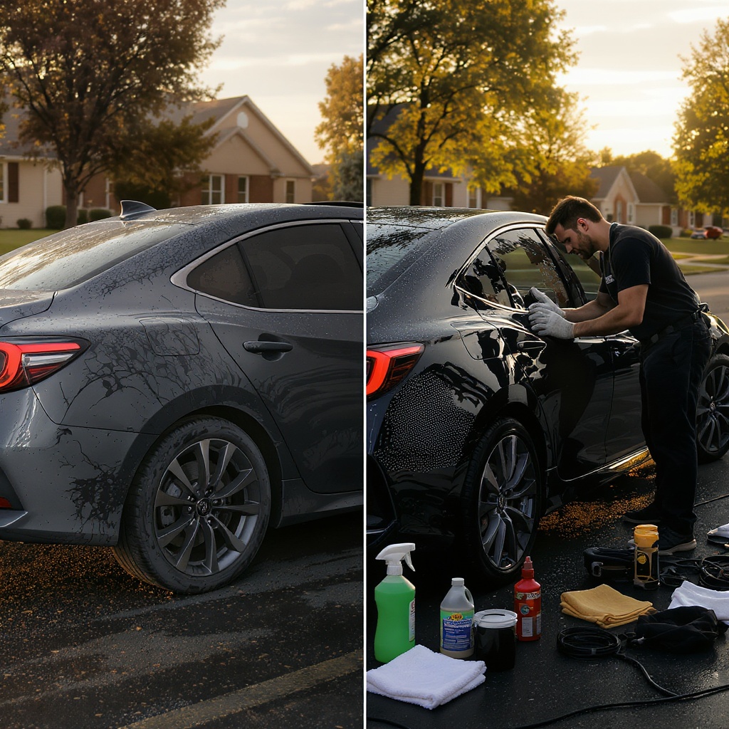 Before and after car detailing