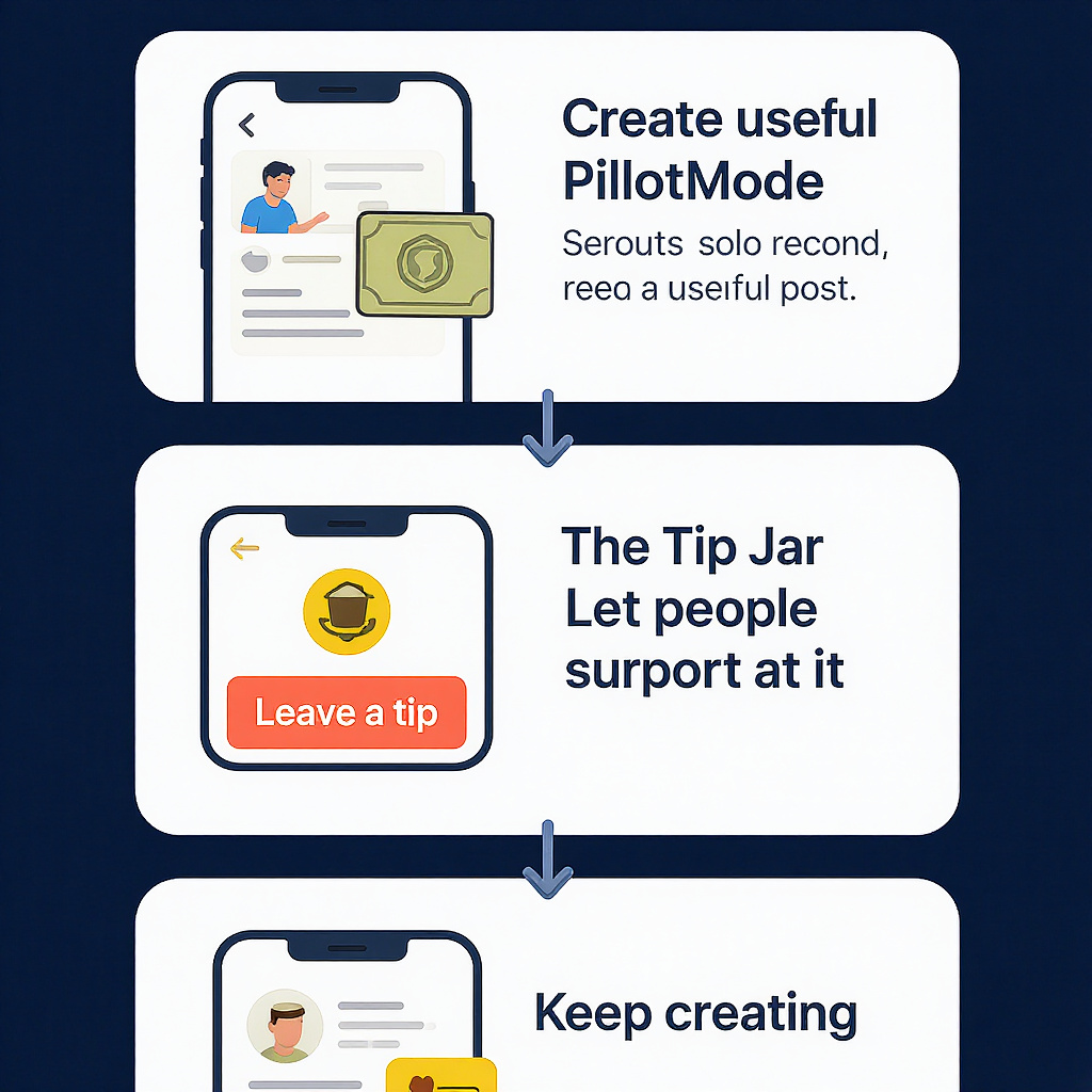 Tip Jar visual showing supporters can thank creators