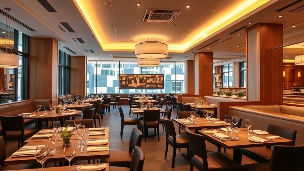 Upscale modern restaurant dining interior — premium multi-unit restaurant group marketing