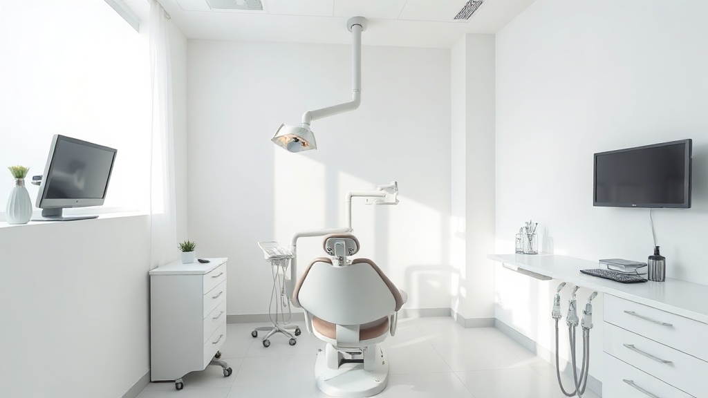 Modern bright dental practice operatory — clean professional interior for multi-state DSO marketing