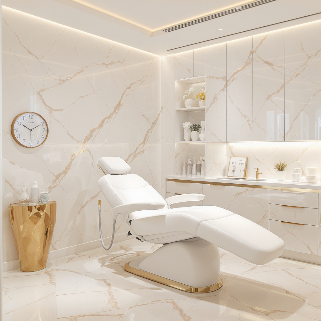 Luxury medspa aesthetic clinic treatment room — bright modern interior for multi-location medspa group marketing