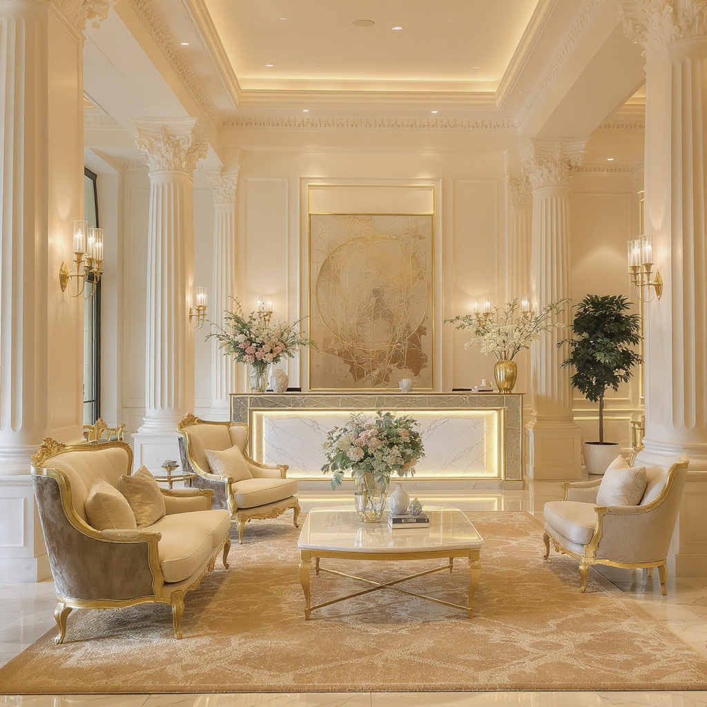 Luxury boutique hotel lobby interior — premium multi-property hospitality group marketing