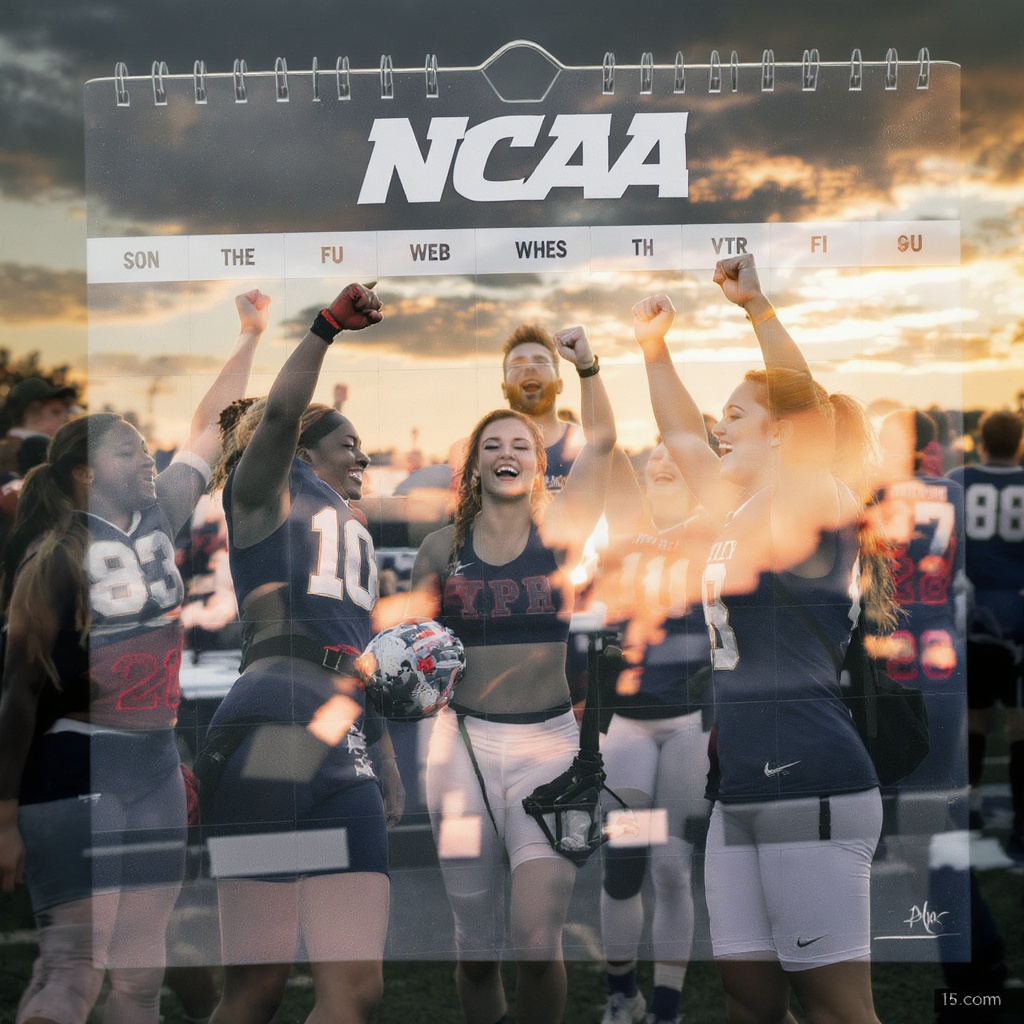High school athlete and parent reviewing an NCAA recruiting calendar together at a table, warm natural home setting, focused and engaged, the calendar partially blurred to convey complexity and importance