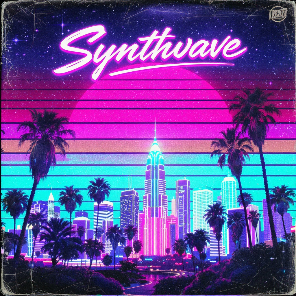 Retro synthwave album cover