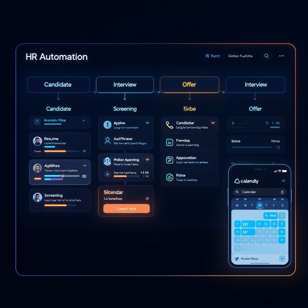 HR automation dashboard with candidate pipeline
