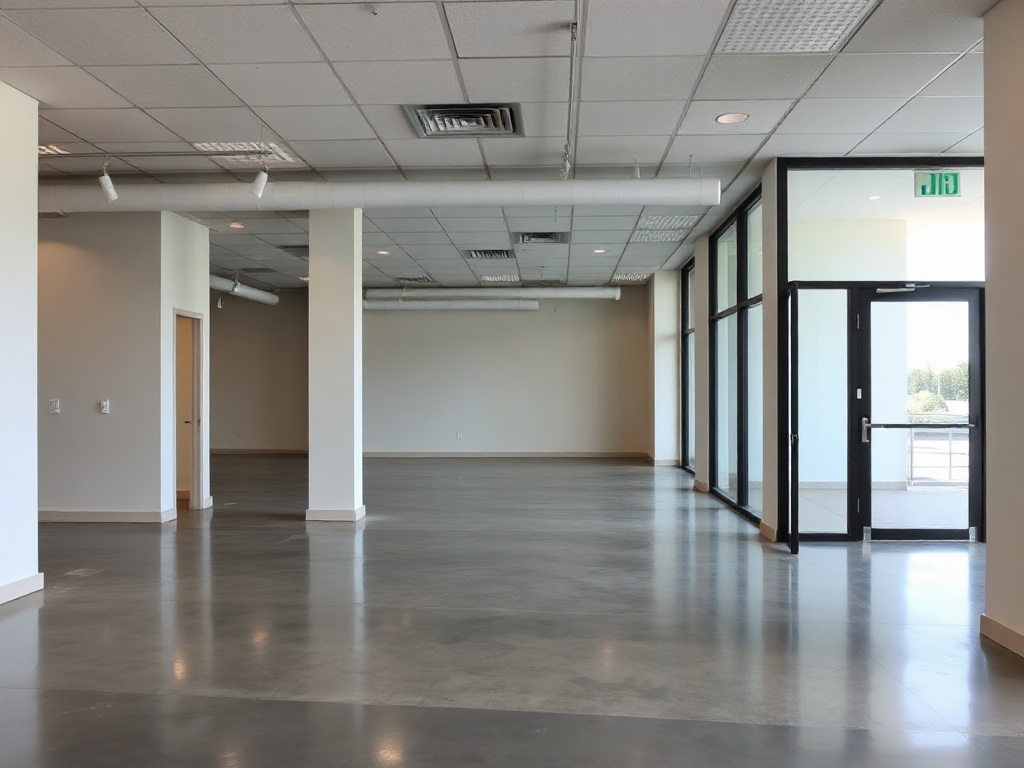 Post-construction office interior, clean and ready for occupancy