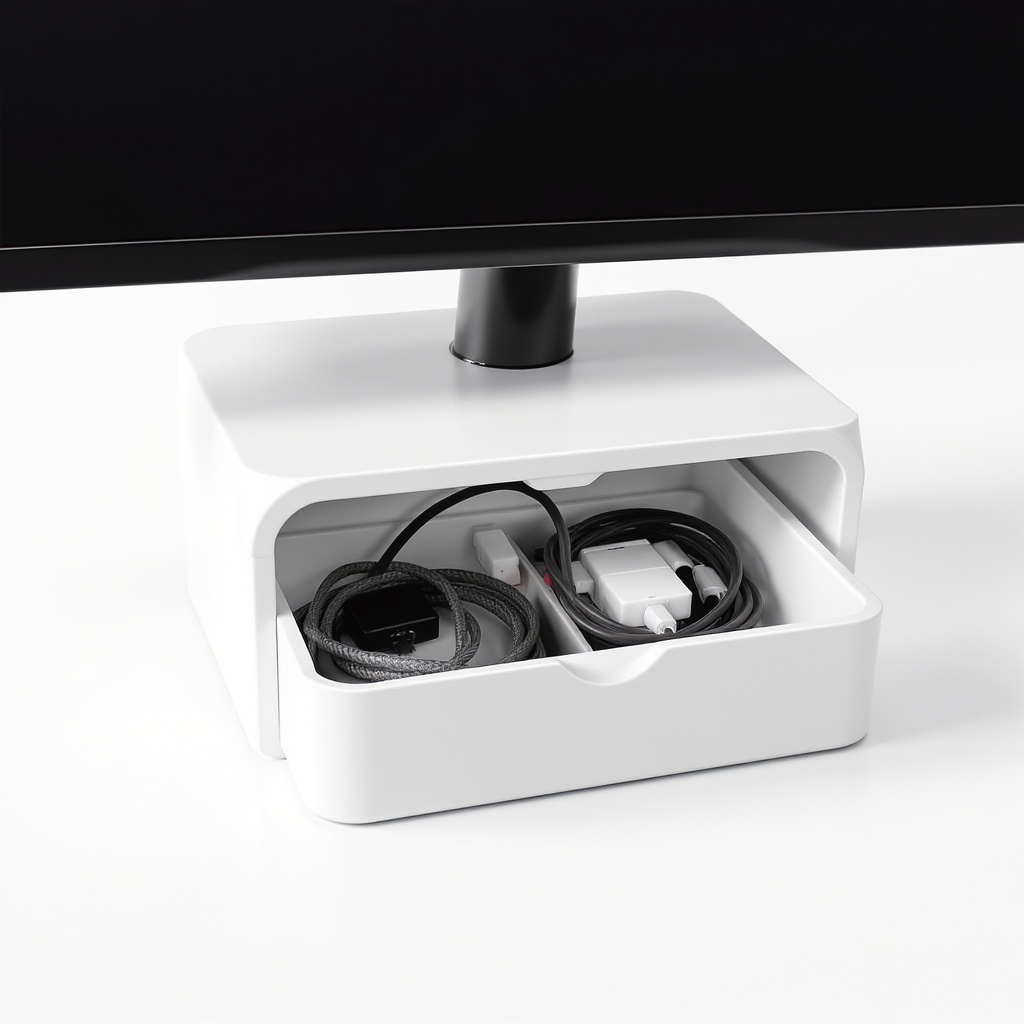 Range-Câbles Bureau avec Socle Chargeur USB