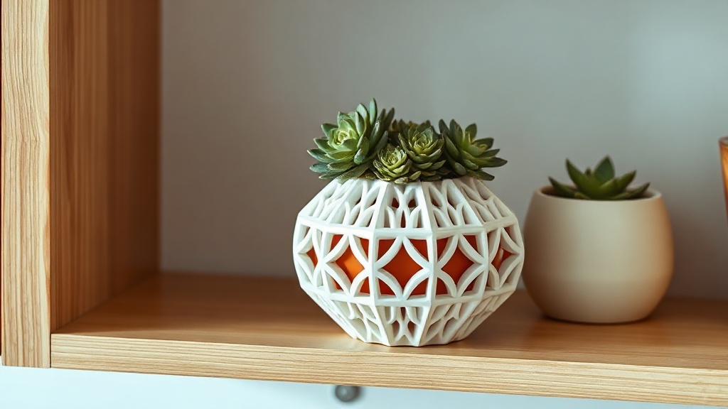 3D printed geometric planter vase — modern home decor