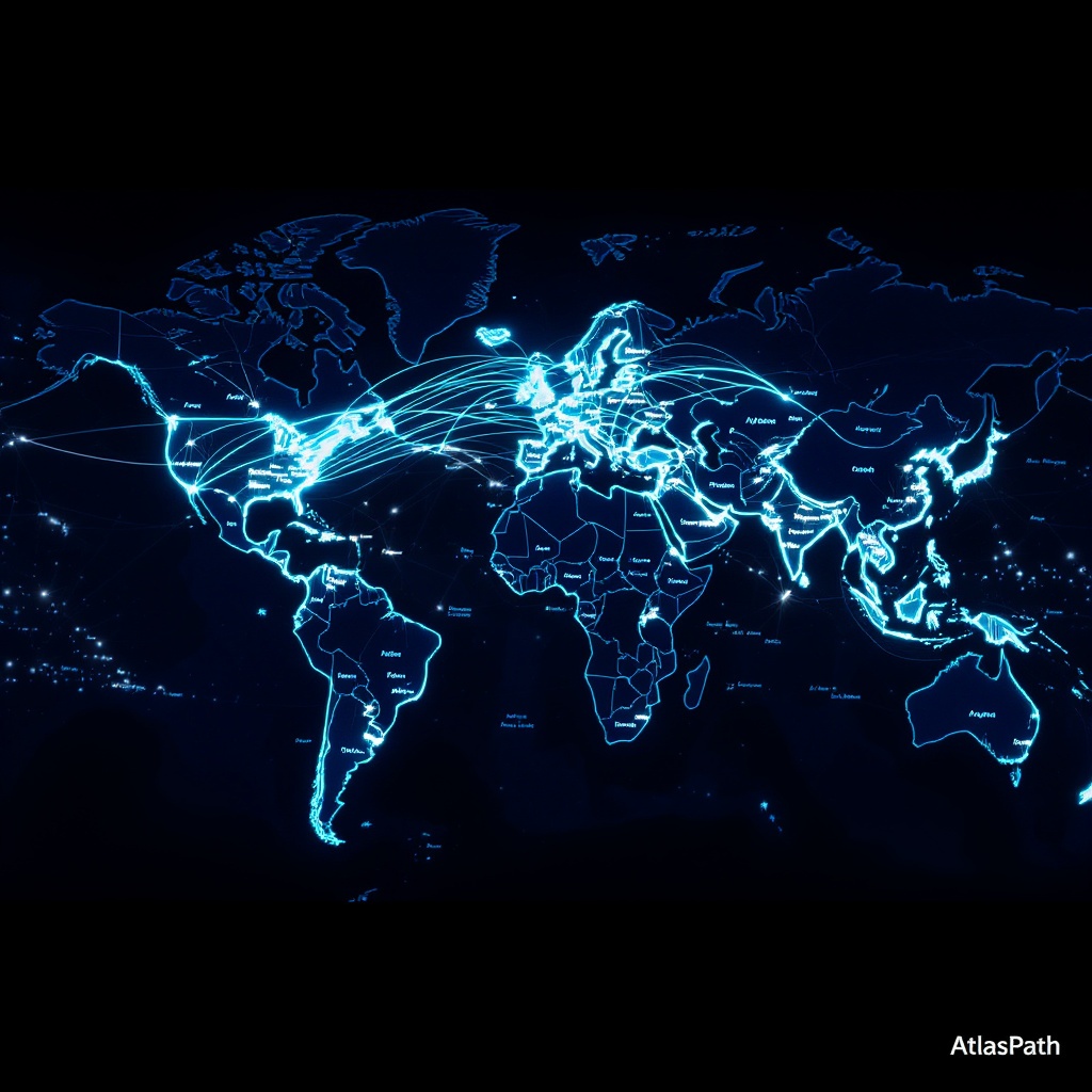 Map of travel routes and destinations