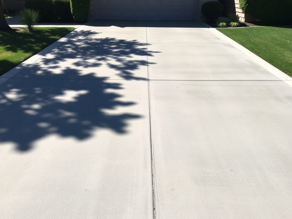 Concrete driveway before and after pressure washing. — after cleaning