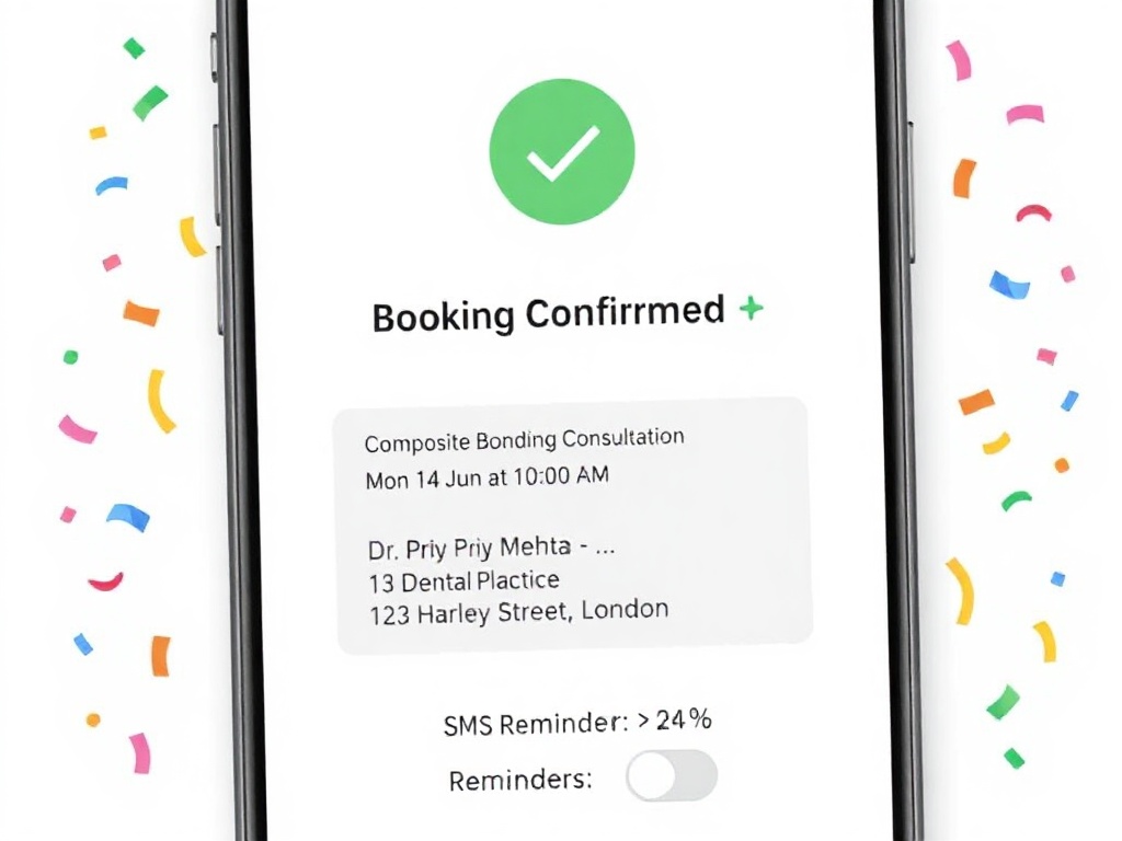 Booking confirmed on clinic calendar